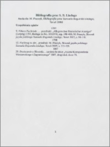 Aneks do: M. Ptaszyk “Bibliografia prac Samuela Bogumiła Lindego”