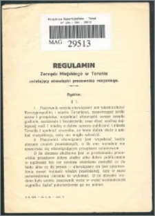 Regulamin Zarządu Miejskiego w Toruniu ustalający obowiązki pracownika miejskiego
